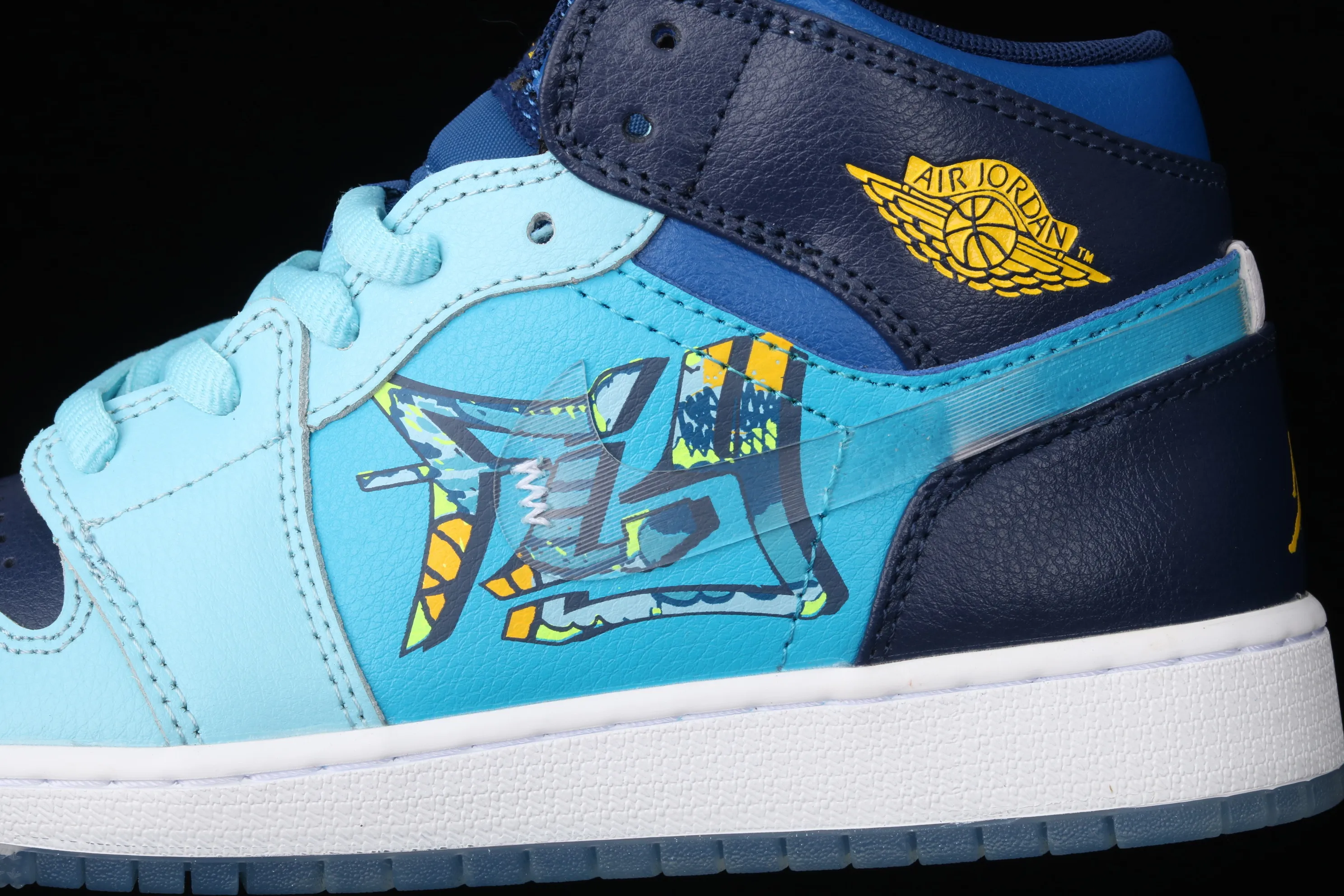 All categories Air Jordan Jordan series basketball shoes Air Jordan 1 Mid Air Jordan 1 Mid GS "FLY Blue" AJ1 Joe 1 Zhongbang "Ice Blue Mandarin Duck Oil Painting" BV7446-400